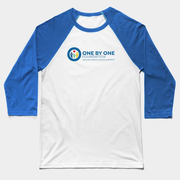 One By One Blue logo in landscape with tagline Baseball T-Shirt by onebyonefoundation